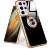 Urarssa Cover compatibile con Samsung S21 Ultra 5G Anello in silicone Custodia 360° Anello magnetico per auto Custodia protettiva sottile in TPU