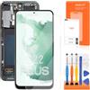 AGCUT Display LCD per Samsung Galaxy S22+ per Samsung S22 Plus SM-S906B SM-S906U 6,6 LCD Screen Touchscreen Digitizer Assembly + Riparazione (Nero con Cornice, Senza Impronte Digitali)