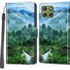PHINIENLAND Cover per Motorola Edge 70 custodia portafoglio Foresta | 3 scomparti carte, 1 tasca banconote, Chiusura magnetica, Supporto, Pelle PU flip cover per Moto X70 Air