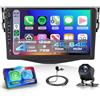 Rimoody 4G+64G Android Autoradio per Toyota RAV4 2007-2012 Wireless Carplay Android Auto, 9 Pollici Incell Touchscreen Autoradio con GPS Navi WiFi Mirror Link Bluetooth FM/RDS EQ/USB/SWC Telecamera Posteriore