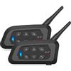 EJEAS V4 Plus Interfono Moto Bluetooth Coppia, Casco da Moto Cuffie Bluetooth 5.1 con Riduzione del Rumore FM e CVC per Interfono Full Duplex per 4 Persone (Confezione da 2)