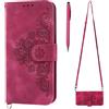 TOUCASA Cover Cordino per Xiaomi Redmi 10C 4G, Custodia Portafoglio con Cordino Cover a Libro in Pelle Flip Case con TPU Antiurto Silicone Bumper, Magnetica per Xiaomi Redmi 10C 4G (A-Rosso)