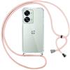 Pnakqil Custodia Cordino Cover per OnePlus Nord 2T 6.43 Girocollo Collana Cordoncino Collo Cordini Cordino Tracolla Catena Silicone Protettiva Trasparente Custodia per OnePlus Nord 2T 5G Cover, Rosa