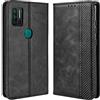DOINK Cover in retrò Pelle per Ulefone Note 11P, Premium Custodia in Portafoglio con Slot per Schede e Contanti - Nero