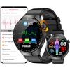 DigiKuber Smartwatch ECG Uomo, 1,43 pollici AMOLED Orologio Intelligente Dial Risposta Chiamata, Impermeabile Smart Watch con PPG SpO2 Sonno Monitor Promemoria Messaggio per Android iOS (Nero, TPU)