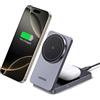 UGREEN MagFlow Caricatore Magnetico 2 in 1, Stazione di Ricarica Wireless per Cuffie Compatibile con iPhone serie 16/15/14/13/12, AirPods PRO 2/3