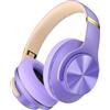 DOQAUS Cuffie senza fili Bluetooth Over-Ear 90 ore, cuffie Bluetooth over Ear, cuffie wireless con 3 modalità di musica, microfono incorporato, viola scuro
