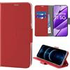 N NEWTOP Cover Compatibile con Realme 11 5G, HQ Lateral Custodia Libro Flip Chiusura Magnetica Portafoglio Simil Pelle Stand Protezione Completa Case TPU Anti Urto Guscio Base Porta (Rosso)