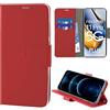 N NEWTOP Cover Compatibile con REALME 11 PRO - 11 PRO PLUS, HQ Lateral Custodia Libro Flip Chiusura Magnetica Portafoglio Simil Pelle Stand Protezione Completa Case TPU Anti Urto Guscio Base (Rosso)