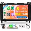 Rimoody 8 Core 4G+64G DAB+ Android Autoradio per Mercedes Benz A/B Class W169 W245 B200 W639 Vito Viano W906 Sprinter 9 Pollici Autoradio con Wireless Carplay Android Auto GPS Navi WiFi Bluetooth FM/RDS/DAB