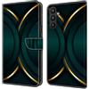 CLM-Tech Cover compatibile con Samsung Galaxy A17 5G / A26 5G - Custodia a portafoglio con Supporto e Scomparti per Carte di Credito - Bordo dorato