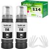 FANSHENG 114 Inchiostro Compatibile con Epson 114 Flaconi di Inchiostro per Ecotank ET-8500 ET-8550 (2 Pack, Nerox2)