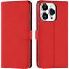 Verco Custodia a libro per iPhone 16 Pro Max, per iPhone 16 Pro Max [funzione carte di credito/leggio], colore: rosso