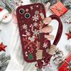 Krdvekm Cover con Cordino per iPhone 14 6,1'' Natale Neve, Silicone Rosso Custodia Aesthetic Christmas Print Femmina Mädchen Modello Disegni Collana Protezione Fotocamera Protettiva Case