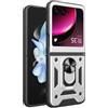 ESTH® Cover per Motorola Razr 40 Ultra con Custodia per Fotocamera Scorrevole e Supporto ad Anello [Custodia Paraurti Compatibile con Supporto Magnetico per Auto], Argento