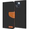 Verco iPhone 13 Mini Custodia per Cellulare, Caso Tessuto per iPhone 13 Mini Cover Tessilo Portafoglio Case, Nero