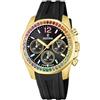 Festina Orologio Donna Analogico Cinturino in Silicone Nero - Quarzo Cronografo - Vetro minerale alta resistenza - Impermeabile 10 ATM F20650/3 - Boyfriend Collection