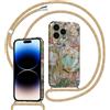 Xylota Cover per iPhone 16 Pro Max con Cordino, Aesthetic Fiori Autunno Disegni Custodia con Regolabile Tracolla Laccio Collana, Silicone Protettiva Custodie per iPhone 16 Pro Max 6,9'', Verde