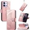 JIUNINE Custodia Protettiva per XIAOMI Redmi 15C, Cover Libro PU Pelle Antiurto Portafoglio con Design Farfalle 3D, Slot per Carte, Supporto Stand Regolabile, Chiusura Magnetica, Oro rosa