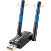 XIEANDKONG 【2-IN-1】Adattatore WLAN6 e 5.4 Bluetooth per PC, 900Mbps WLAN Stick USB 3.0 WLAN Stick per PC WiFi Dongle 2.4GHz/5.8GHz Dual 5dBi Antenna Wireless Adapter per Desktop, Laptop WinXP/7/8/10/vista/Linux