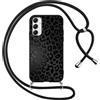 Foonary Cover con Cordino per Samsung Galaxy A14 5G 6,8, Custodia con Laccio Collana Tracolla Aesthetic Disegni Silicone Necklace Regolabile Protettiva Corda Case per Samsung A14 5G, Leopardata