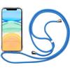 PuYu Zhe Cover con Cordino compatibile con iPhone 7 PLUS/8 PLUS,Cellulare Girocollo Custodia con Corda Trasparente Silicone Case TPU Bumper Regolabile Necklace laccio Shell-Cielo blu