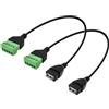 iYueMps 30 cm USB 2.0 femmina a 5 pin morsettiera a vite Morsettiera a vite Morsetti a vite Adattatore tipo Pluggable (2 pz femmina)