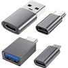 BRV Explorer (4 Pezzi), Adattatore USB C Femmina a USB Maschio, da USB C a Micro USB OTG Compatibile con iPhone, PC, Samsung Galaxy, iPad, Laptop, MacBook Pro, Google Pixel, AirPods