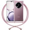 ANFAIRLACE Cover Cordino Compatibile con Honor Magic 7 Lite, Custodia Trasparente TPU Morbido Silicone Laccio Chiaro Case, Rosa