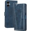 binandteam Cover a Libro per Samsung Galaxy A06 4G (6.7) con Vetro Temperato,Custodia in Pelle PU Magnetica Flip Porta Carte Wallet Supporto Portafoglio Case - Blu