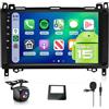 Hodozzy 【2+64G】Hodozzy Carplay Autoradio per Mercedes Benz B200 W169 W245 W639 Sprinter Vito Viano,9 Pollici Touchcreen Stereo auto Bluetooth Vivavoce con Android Auto/Mirror Link/WiFi/GPS/RDS/FM/BT/USB