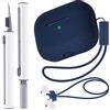 Fhtase Custodia per AirPods Pro 2 2022 con kit di pulizia penna e cinghie anti-smarrimento per AirPods, custodia in silicone morbido AirPod Pro di seconda generazione con cordino (blu notte)