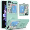 UEEBAI Custodia in silicone con anello per Samsung Galaxy Z Flip 5 5G, leggera, pieghevole, sottile assorbimento degli urti, con rotazione a 360 gradi, colore verde menta