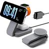 Eazpower Magsafe - Stazione di ricarica per Apple Watch e iPhone 3 in 1, pieghevole, funzione di ricarica rapida con luce notturna per iPhone 17~12, Apple Watch 11~2, AirPods, antracite