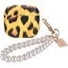 DiyGody Custodia Compatibile con Airpods 4th Generazione con Portachiavi in Perle, Cover Protettiva con Motivo di Leopardo per Donne, Case Ultrasottile AntiGraffio Antiurto Anti Scivolo, Nero Marrone