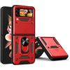 ESTH® Custodia per Samsung Galaxy Z Flip4 con Custodia per Fotocamera Scorrevole e Supporto ad Anello [Cover Paraurti Compatibile con Supporto Magnetico per Auto], Rosso