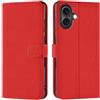 Verco Custodia a libro per iPhone 16 Plus, per iPhone 16 Plus, con funzione di carte di credito, colore: rosso