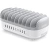 NTONPOWER Stazione di Ricarica NTONPOWER con 10 Porte USB, per 10 Tablet e Smartphon, Caricatore Multi USB da 120W, Per Contenere più Componenti Elettronici e Organizzare la Scrivania - Grigio