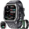 MYSHUN Smartwatch Uomo Chiamata Bluetooth e Risposta Vivavoce, 1,8" AMOLED 5ATM Smart Watch con 123 Modalità Sport Cardiofrequenzimetro Sonno Notifiche Messaggi Orologio Fitness per Android iOS (Nero)