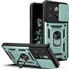 ESTH® Custodia per OnePlus 10T con Custodia per Fotocamera Scorrevole e Supporto ad Anello [Cover Paraurti Compatibile con Supporto Magnetico per Auto], Verde