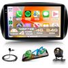 Rimoody 4G+64G Android Autoradio per Mercedes Benz Smart Fortwo 453 2014-2020 Wireless Carplay Android Auto 9 Pollici Incell Touchscreen Autoradio GPS Navi WiFi Bluetooth FM/RDS/EQ/SWC Telecamera Posteriore