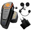 vFound BT-S2 Auricolare Bluetooth 1000m moto di una nuova generazione di cuffie auricolari Bluetooth universale impermeabile Walkie 2 o 3 LED e radio FM audio, vivavoce GPS(1 Pezzo)