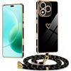 XCYYOO Cover per Honor 400 Lite con Cordino, Custodia con Tracolla AntiGraffio Antiurto Silicone Cuore Carino, Cover con Laccio Silicone Cellulare Girocollo Collana Necklace Protettiva Case