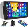 Zomolither Autoradio Bluetooth 2 Din con touchscreen da 7 pollici, vivavoce, USB|AUX|TF|FM, condivisione schermo Mirror Link, lettore MP5 + telecamera posteriore
