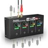 Socodox Amplificatore per cuffie a 4 canali jack 3,5 mm/6,35 mm/RCA, mixer per cuffie compatto in metallo con 8 porte di uscita per cuffie, interruttore stereo, funzione mute, luce RGB, 5,5x2,7x1,2