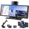 Avylet 10, 26 Carplay Auto con Schermo da 60 FPS, Android Auto con 3 Telecamere (Front Dash Cam, Rear, Internal), CarPlay Portatile con Navigazione OTA/GPS/Mirror Link/Controllo Vocale/Bluetooth/AUX