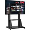JXMTSPW Supporto per TV arrotolabile con ruote per TV da 32 - 100 pollici, supporto per TV regolabile in altezza, carrello per 50, 55, 65, 70, 75, 80, 85, 86, 98, max. può contenere 80 kg, VESA 900 x