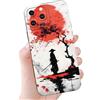 Yimctoie Nero Cover per iPhone 11 6.1, Morbida TPU Custodia con Estetica Arte Giappone Illustrazione Aesthetic Disegni Antiurto Bumper in Silicone Protettivo Case, Giappone