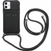 Rokmym Cover per iPhone 13 Mini con cordino di collare, protezione fotocamera slide Case, Silicone Bumper, Slot Card Holder