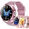 LWEARKD 1,27 Smartwatch Donna Chiamate e Risposta Bluetooth, 3 Bracciali, 123 Sport Smartwatch Cardiofrequenzimetro Pressione Sanguigna Monitoraggio del Sonno Orologio Fitness per Android iOS (rosa)